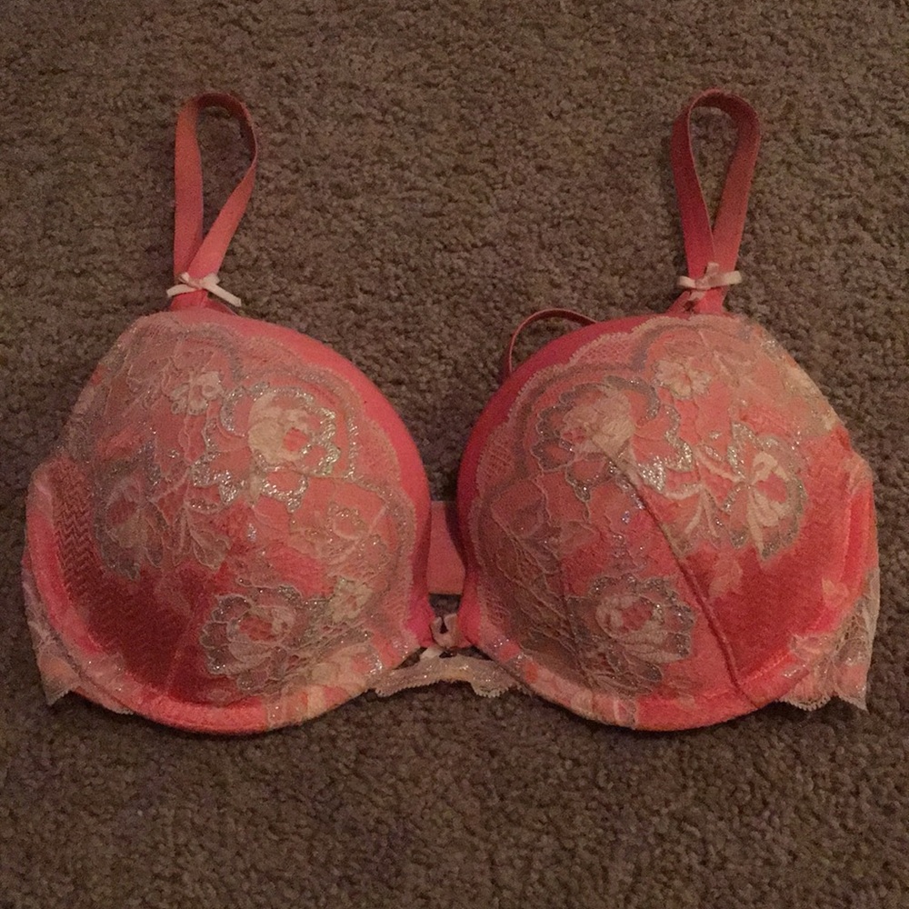 Pink lacy bra